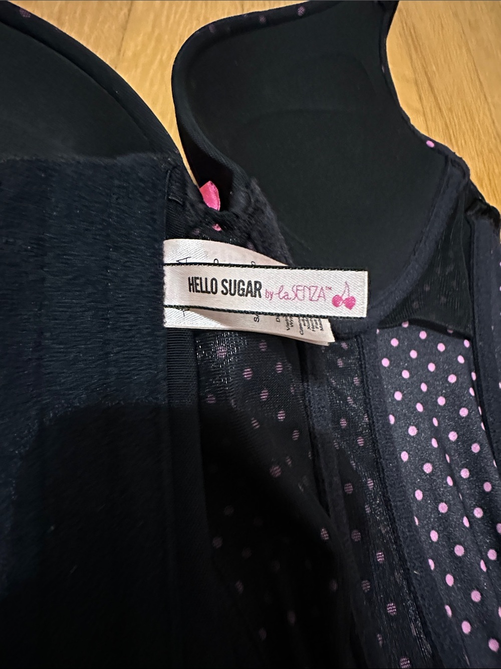 La SENZA Black Bustier with Pink Polka Dots - Picture 3 of 3